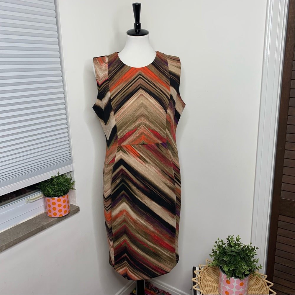 Dana Buchman | Multicolor Scuba Sheath Tank Sleeveless Dress